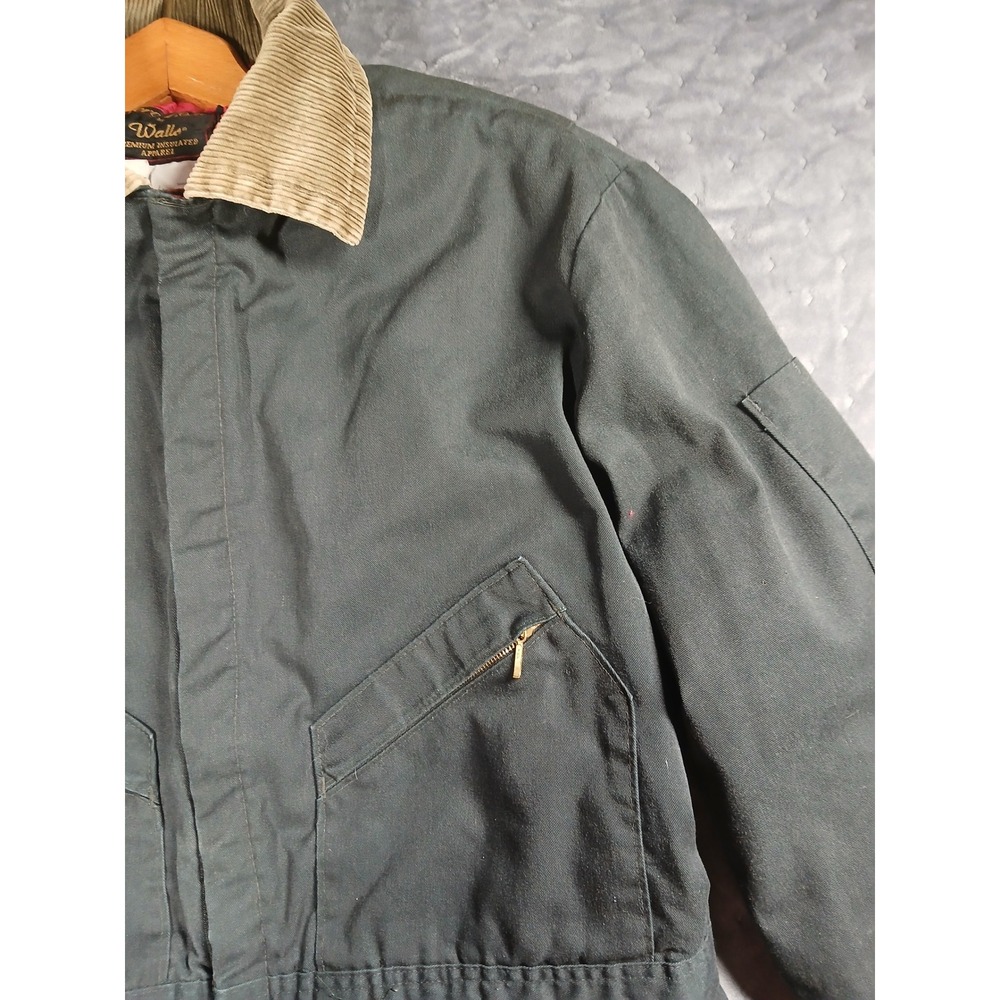 Walls Zero-Zone Insulated Coveralls Mens XL Green Duck Canvas Quilted Jumpsuit - Picture 4 of 16